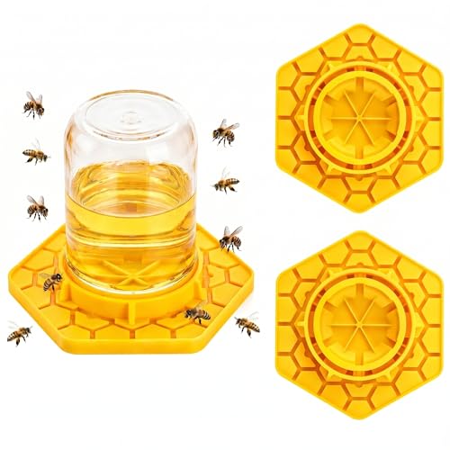 2 Pack Bee Watering Station for Garden, Orange Bee Feeder and Waterer Compatible with Regular & Wide Mouth Canning Jars(Jar Not Included), Small-Hole Honeycomb Tray Honey Bee Feeder for Outside