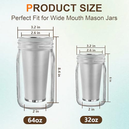2 PCS Cold Brew Coffee Filter, 304 Stainless Steel Food Grade, Coffee Maker, Tea Maker,Water Filter, Ultra Fine Mesh, Wide Mouth Mason Jar 32oz - size: filter(32oz)