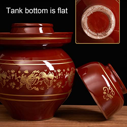 ZHOUXIAO Red Pickle Jar Ceramic Jar with Lid,Traditional Chinese Fermentation Kit Crock with Water Seal Airlock Lid, Fermentation Jar for Kimchi,Sauerkraut,Kombucha Jar 11KG