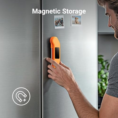Professional Digital Meat Thermometer, 1 Sec Instant Read, ±0.5℉ Accuracy NIST&NSF Certified Food Thermometer, Auto-Rotate Bright LED Screen, Waterproof Cooking Thermometer for Grill BBQ, Orange - color: Orange