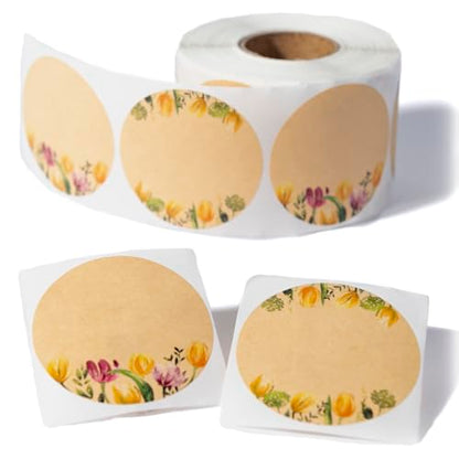 MONEST (500pc/Roll) 2" Stickers for Jars and Lids | Pantry, Mason Jar, Canning, Spice, and Bottle Labels (Yellow Tulip 2") - color: Yellow Tulip 2"