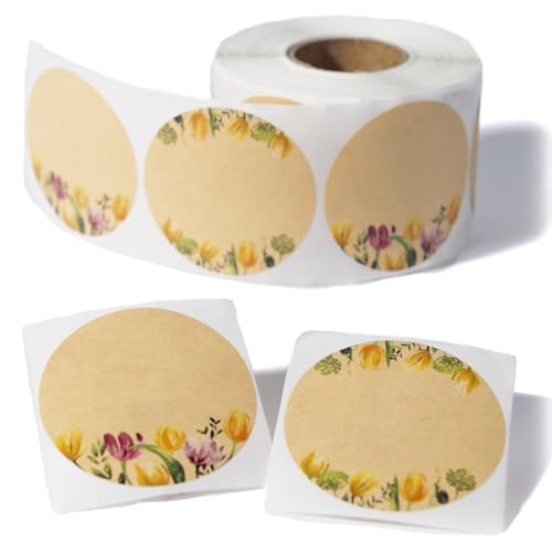 MONEST (500pc/Roll) 2" Stickers for Jars and Lids | Pantry, Mason Jar, Canning, Spice, and Bottle Labels (Yellow Tulip 2") - color: Yellow Tulip 2"