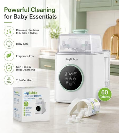 Bottle Washer Tablets, 60 Count Cleaning Detergent – Baby-Safe & TUV Certified – Removes Milk Film, Non-Toxic, Fragrance-Free – for Bottles, Pump Parts, Sippy Cups, Pacifiers & More