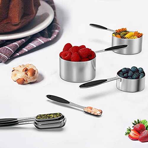 Measuring Cups and Measuring Spoons Set, Wildone Stainless Steel 8 Measuring Cups, 10 Measuring Spoons, 1 Leveler 1 Whisk & 5 Mini Spoons, for Dry and Liquid Ingredient - 25 Piece Black - color: Black, size: Set of 25