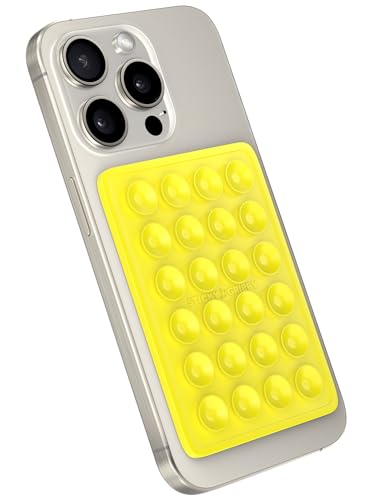 StickyGrippy Suction Phone Case Mount, Sillicon Adhesive Phone Accessory for iPhone and Android, Hands-Free Strong Grip Mirror Shower Phone Holder, Tiktok Videos and Selfies (Yellow) - color: Yellow