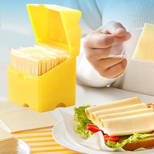 Cheese Slice Container for Fridge - Flip Cover Cheese Box Reusable Accessories Kitchen Tools Easy to Clean Cheese Slice Holder Keeps Cheese Fresh Longer