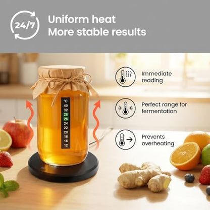 Kombucha Heating Wrap for Homebrew Heating - Fermentation Heating Pad with - Kombucha Warmer - Wrap Around Heater for making Kombucha and other Brews with Thermometer (HEATING PAD) - color: HEATING PAD