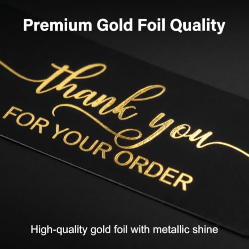 125Pcs Black Gold Foil Thank You for Your Order Labels, Online Shipping Envelopes Packaging Boxes, Party Favors - color: 125pcs- Black Gold Foil Thank You