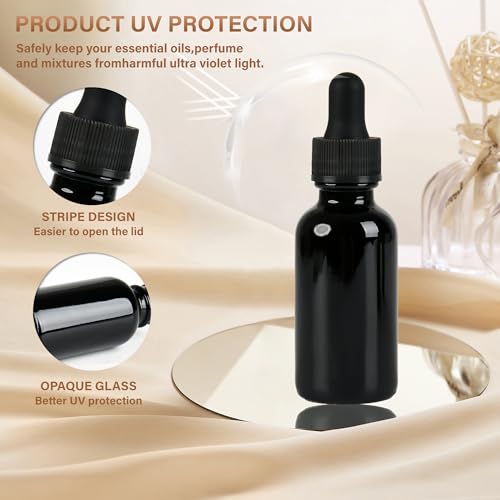 NOOEEISS 12 Pcs, 1oz Black Glass Eye Dropper Bottle, Tincture Bottles with Leak-Proof Design, Stronger Suction, for All Kinds of Mixed Liquids - color: Black, size: 1oz-12Pack