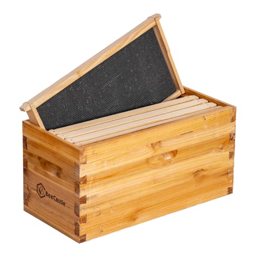BeeCastle 5 Frame Bee Hive Nuc Box Coated with 100% Beeswax Includes Beehive Frames and Waxed Foundations