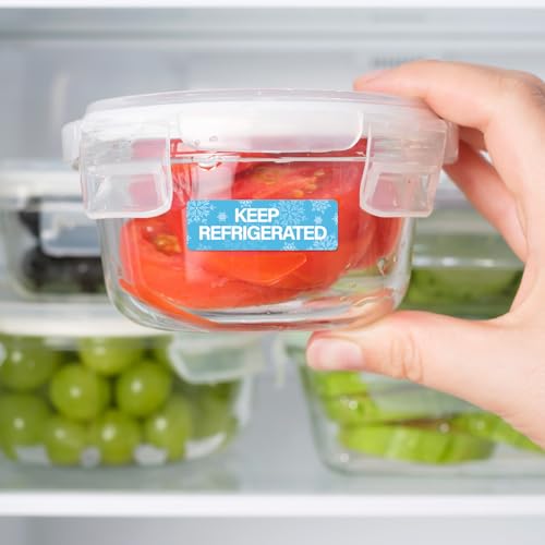 1000pcs Keep Refrigerated Stickers Rectangle Waterproof 0.5"x1.5" Refrigerated Label Food Packaging Warning Adhesive Sticker Pharmacy Drugstores Warning Labels for Cold Food Shipping Packing