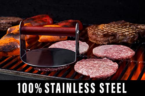 Bellemain Burger Smasher for Griddle | Stainless Steel 6" Round Smash Burger Press | Hamburger Press for Grill, Cooking, Meat Press with Wooden Handle, Grill Accessories Kit