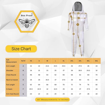 Beekeeping Suit Ventilated 3 Layer Ultra with Total Protection with Safety Fencing for Professional Beekeeping Supplies with Carrying Bag (BP-311-White)-XXL - color: White, size: 2XL