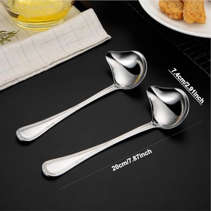 2 Packs of Kitchen Sauce Ladle Gravy Ladle Stainless Steel Kitchen Ladle Heavy Duty Cooking Soup Spoon for Home Kitchen