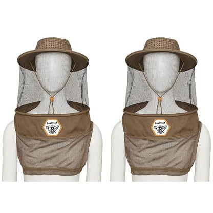 Beekeeping Veil Hat for Beekeepers 360° Protective High Visibility Mesh Breathable Ventilated Design Secure Elastic Fit (BP-106 Brown-2 Pack Veils) - color: Brown, size: 2-pack
