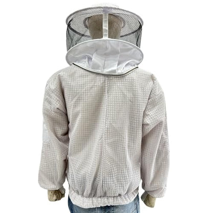 Highly Ventilated Beekeepers 3 Layer Premium Jacket - Fully Protective Apiarist Gear for Men & Women With Pair of Gloves (White Round Veil, XL) - color: White Round Veil, size: X-Large