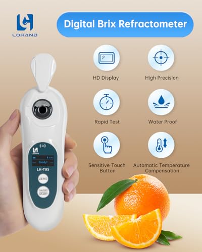 3-in-1 Digital Brix Refractometer with ATC/Refractive Index(RI), 0-95% Brix Measurement Range, High Accuracy Fast Touchscreen Test for Honey/Maple Syrup/Fruit Juice/Coffee | Digital Brix Refractometer with ATC 0-95% - size: 0-95%Brix