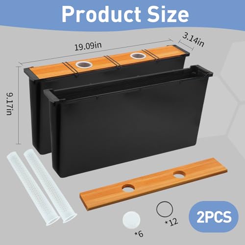 2 Pcs 6.5L Bee Feeder,Beeswax-Treated Wood,Bee Hive Feeder Frame,Beehive Frame Feeders Accessory Installation 6 Safety Islands And12 Rubber Bands,Beekeeping Bee Feeding Tools (6.5L-2PCS)