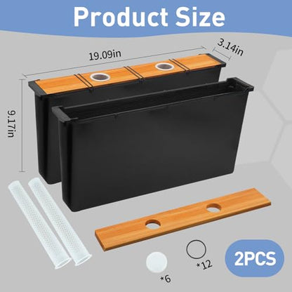 2 Pcs 6.5L Bee Feeder,Beeswax-Treated Wood,Bee Hive Feeder Frame,Beehive Frame Feeders Accessory Installation 6 Safety Islands And12 Rubber Bands,Beekeeping Bee Feeding Tools (6.5L-2PCS)