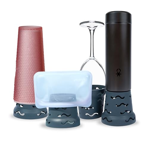 Kuppy Silicone Water Bottle Drying Rack - Fast-Dry Bottle Dryer for 20-64oz Cups - Reusable Food Storage Bag Drying Rack - Compatible with Stanley, Owala, Stasher (Gray, 4-Pack) - color: Gray