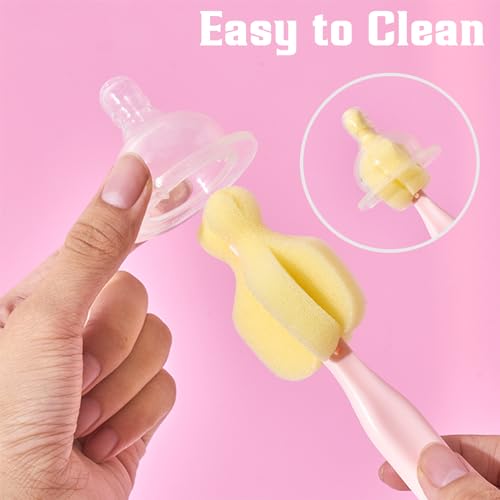 INVODA Cleaning Brush Set, 8PCS Portable Bottle & Nipple Brushes Sponge Material, Soft & Fluffy Texture, Comfortable Grip, Hanging Holes, BPA Free, Ideal for Baby Bottles & Cups - color: Brush+4 Nipple Brush