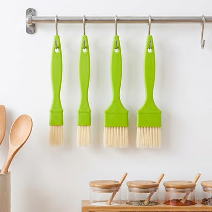 4pcs Pastry Brush Set, 1/1/2/2 inch Natural Bristle Basting Pastry Paint Brush with Hang Hole Design Premium BBQ Heat Resistant Brushes for Cooking Baking Brushes Oil Grilling Marinade