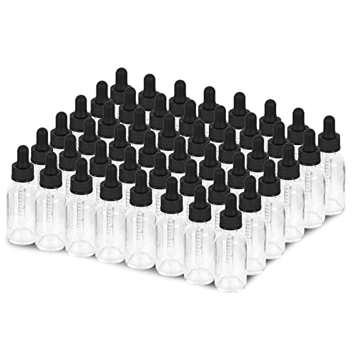 1 oz Dropper Bottle 48 Pack Clear Glass Boston Bottles 30ml with Eye Droppers Black Caps for Essential Oils, Perfume, Leak Proof Travel Bottles for Liquids - color: Clear, size: 1 oz, 48 pack