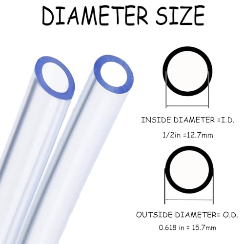 50 Feet PVC- 1/2" ID Clear Vinyl Tubing Food Grade Multipurpose Tube for Beer Line, Kegerator, Wine Making, Aquaponics, Air Hose - size: 1/2" ID, style: 50 Feet