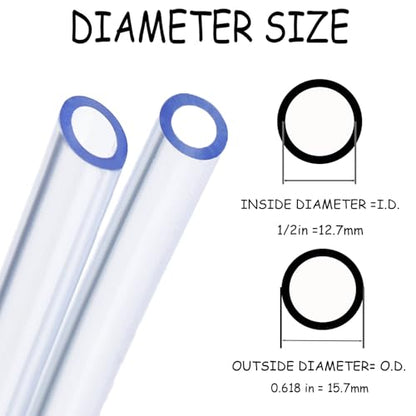 20 Feet PVC- 1/2" ID Clear Vinyl Tubing Food Grade Multipurpose Tube for Beer Line, Kegerator, Wine Making, Aquaponics, Air Hose - size: 1/2" ID, style: 20 Feet