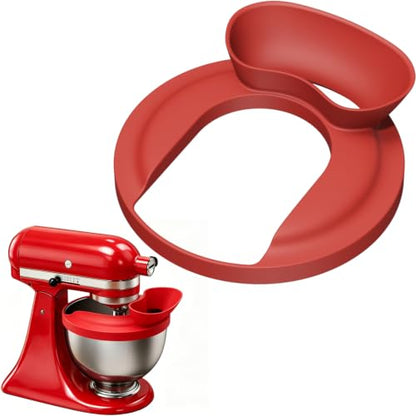 Silicone Flour Funnel with Pouring Shield for KitchenAid 4.5-5QT Mixer - color: Red