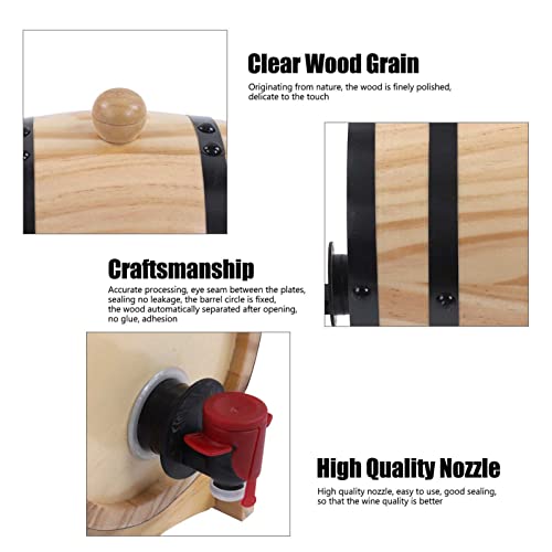 0.79 Gallon Whiskey Aging Barrel with Faucet - Pine Wood Wine Storage Keg for Bourbon, Brandy, Tequila | Large Capacity Retro Dispenser with Bracket | Home Bar, Catering, BBQ Accessory(3L) - size: 3L