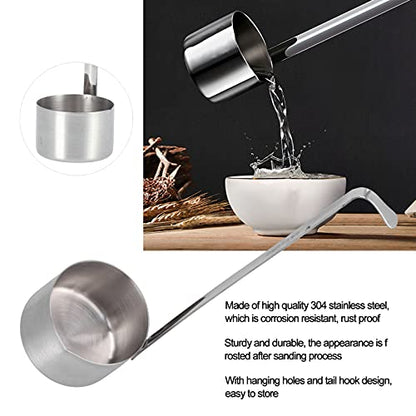 Wine Ladle, Stainless Steel Spoon Dipper With Pour Spout Long Handle and Hook, Flat Bottom Measure Spoon 25ml, 50ml, 125ml, 250ml, 500ml (250ML) - size: 250ML