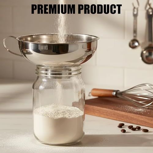Stainless Steel Canning Funnel for Filling Mason Jars | Food grade stainless steel canning funnel, wide mouth, perfect tool for filling mason jars jam and homemade preserves