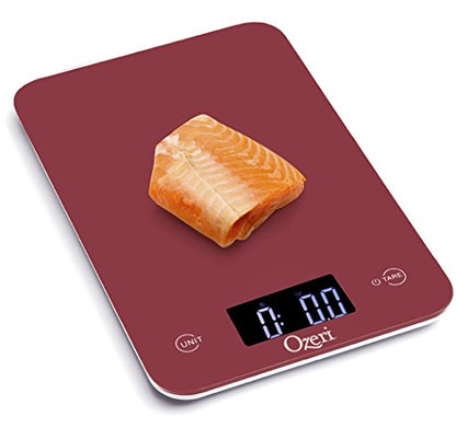Ozeri Touch Professional Tempered Glass Digital Kitchen Scale, Red Engine - color: Red Engine