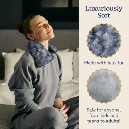 warmies Microwavable Neck & Shoulder Wrap - Heat & Cold Therapy Microwave Heating Pad - Lavender Scented Neck Warmer - Weighted Heat Pack for Pain Ease - 2 lb, 19 x 5 x 3 in, Curly Gray - color: Curly Gray