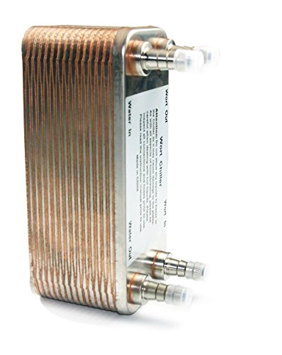 Brazed 30-Plate Heat Exchanger and Wort Chiller - Gas Type Fitting φ 12.8 - Copper Brazed Wort Chiller - Stainless Steel Beer Chiller