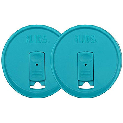 Wide-Mouth Mason Jar Drink Lid - USA Made, BPA-Free, Spill-Resistant for Coffee, Cold Brew & Iced Tea - Fits 3 3/8 in Ball & Kerr Wide Mouth - Pack of 2 - color: Aqua Blue