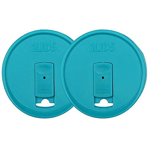 Wide-Mouth Mason Jar Drink Lid - USA Made, BPA-Free, Spill-Resistant for Coffee, Cold Brew & Iced Tea - Fits 3 3/8 in Ball & Kerr Wide Mouth - Pack of 2 - color: Aqua Blue