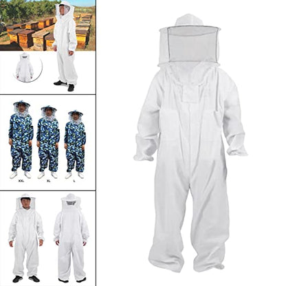 Bee Jacket,Professional Soft Beekeeping,Beekeeping Veil Protective Equipment,Full Keeper Suit with Beekeeper Hat for Men Women (White XXL) - color: White Xxl