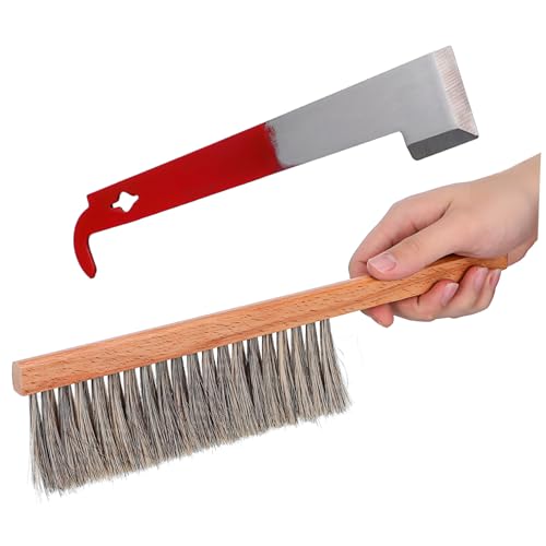 Abaodam Ergonomic Beekeeping Tools Hive Tool j Hook Brush Set Dadant Supplies Beehive Cleaning