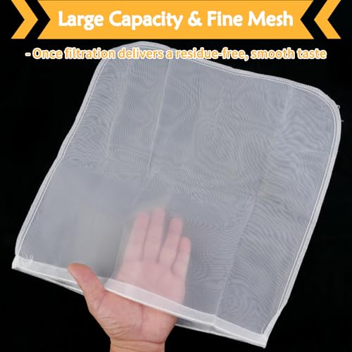XXL 4 Pcs Food Grade Nut Milk Bag Reusable, Grade 100, 14" x 14" Nut Bag Strainer, Fine Mesh Nylon Cheese Cloth Bags for Straining Oat Almond Milk, Greek Yogurt, Juice, Cold Brew Coffee, Beer Tea - size: 14" x 14"