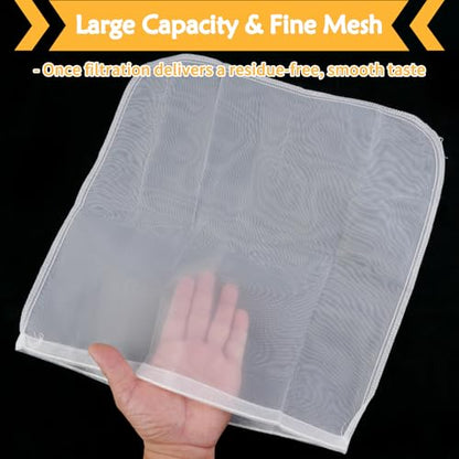 XXL 4 Pcs Food Grade Nut Milk Bag Reusable, Grade 100, 14" x 14" Nut Bag Strainer, Fine Mesh Nylon Cheese Cloth Bags for Straining Oat Almond Milk, Greek Yogurt, Juice, Cold Brew Coffee, Beer Tea - size: 14" x 14"
