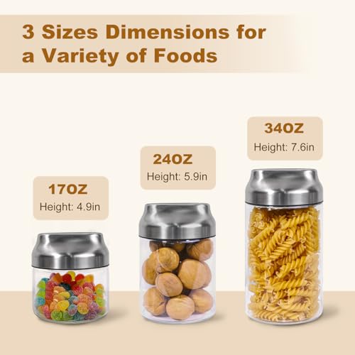 Aelga 34oz Glass Food Jars Canisters with Lid, Wide Mouth Storage Jars with Airtight Lids, Clear Food Storage Containers for Flour, Cereal, Coffee, Nuts & More (Pack of 2) - size: 34 OZ (Pack of 2)