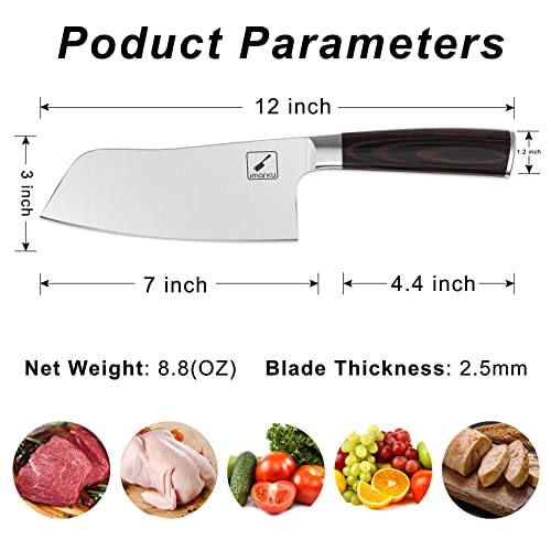 imarku Kitchen Knife, 7 Inch Ultra Sharp Butcher Knife - Japanese SUS440A Stainless Steel Meat Cleaver with Ergonomic Handle, Meat Knife for Home, Kitchen, Restaurant - color: Bronze