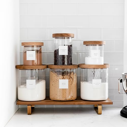 Pantry Labels for Food Containers, 156 Preprinted Kitchen Labels for Storage Bins and Glass Jars, Waterproof Removable Organizing Stickers for Food and Pantry Essentials - style: Modern White Pantry Labels