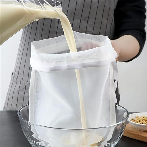 White Nut Milk Bag Reusable Cheesecloth Bags For Straining Almond Soy Milk Strainer For Cold Brew Coffee Tea Beer Juice Fine Nylon Mesh Cheese Cloth Food Strainers