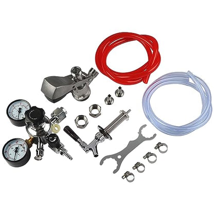 PERA Single Tap Beer Conversion Kit Door Mount Kegerator Kit with CGA320 Co2 Regulator, Sankey D System Keg Coupler and 1/4" Beer Line 5FT and 5/16" Gas Line 5FT for Homebrewing (No CO2 Tank)