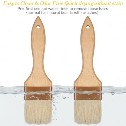 2 Pcs 2 inch Pastry Brush Bristle Basting Brushes Cooking Baking BBQ Oil Brush Food Brushes for Cooking Butter Oil Egg Marinade Grilling Durable Kitchen Marinade Butter Culinary Utensil
