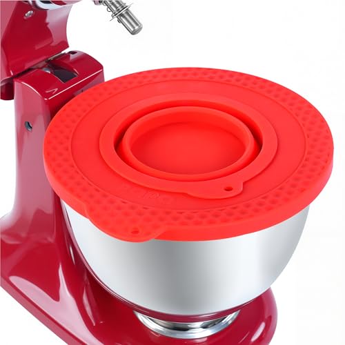 Silicone Mixer Bowl Cover Compatible with KitchenAid 4.5-5 Quart Tilt-Head Stand Mixer, Mixer Bowl Lid to Prevent Spilling of Ingredients - color: Fit for 5qt - Red