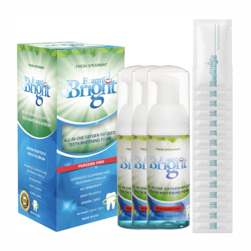 FoamBright Retainer & Aligner Cleaner 3-Pack + 15 Teeth Whitening Wipes | Value Bundle | Great for Invisalign, Candid, Byte, Night Guard, Mouth Guard & Dentures | Peroxide Free | 360+ Treatments - color: 3 Units + 15 Teeth Wipes